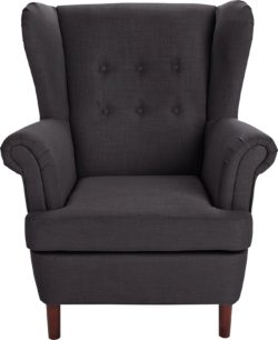 Collection Martha Fabric Wingback Chair - Charcoal.